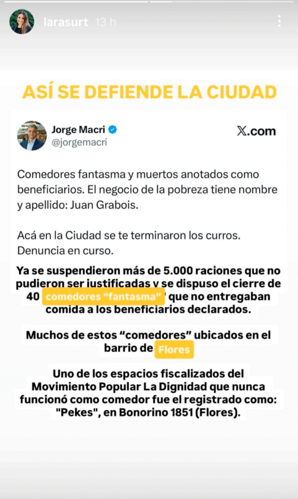 Iara Surt respaldó a Jorge Macri