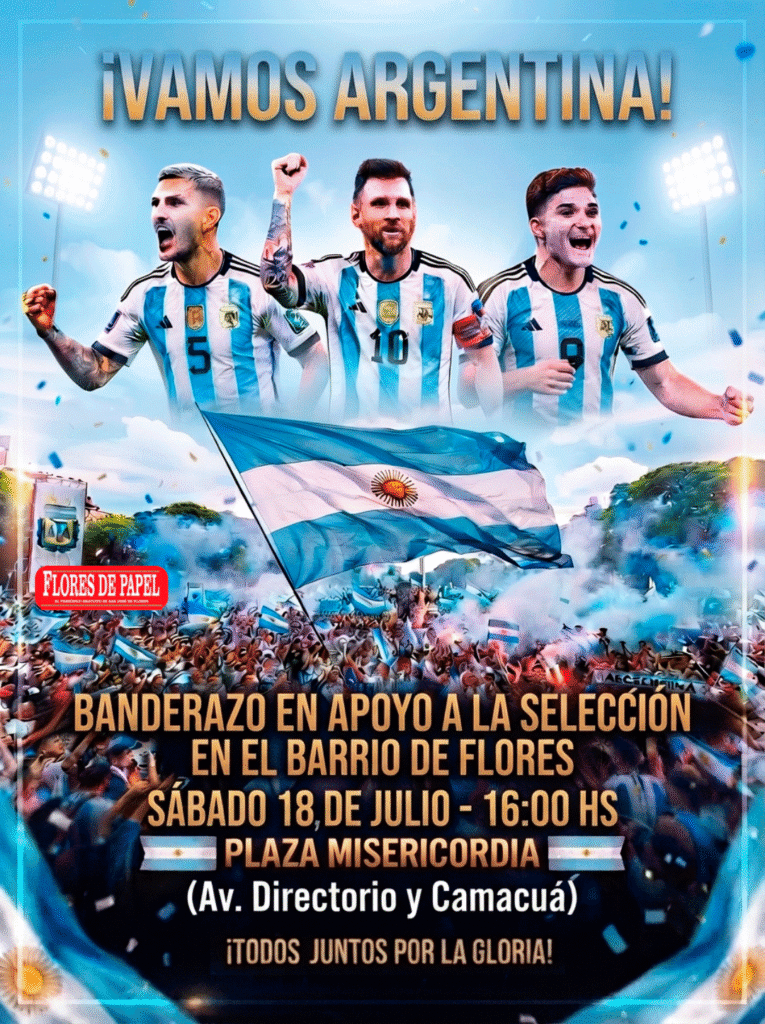 Este sábado a las 16, vecinos de Flores se juntan en Plaza Misericordia para alentar a la Selección antes de la final ante España.