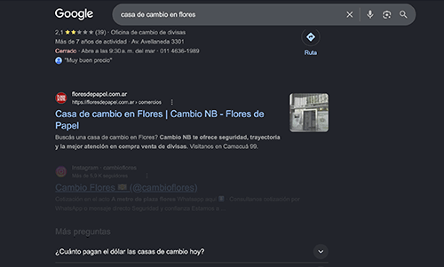 Cambio NB en primera página de Google