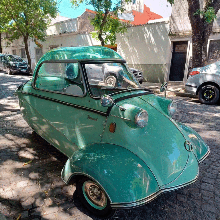 Alfredo recorre Flores Sur con una rareza mecánica: un Messerschmitt KR 200 de 1958. Conocé el secreto de su motor y por qué tiene 4 marchas atrás.